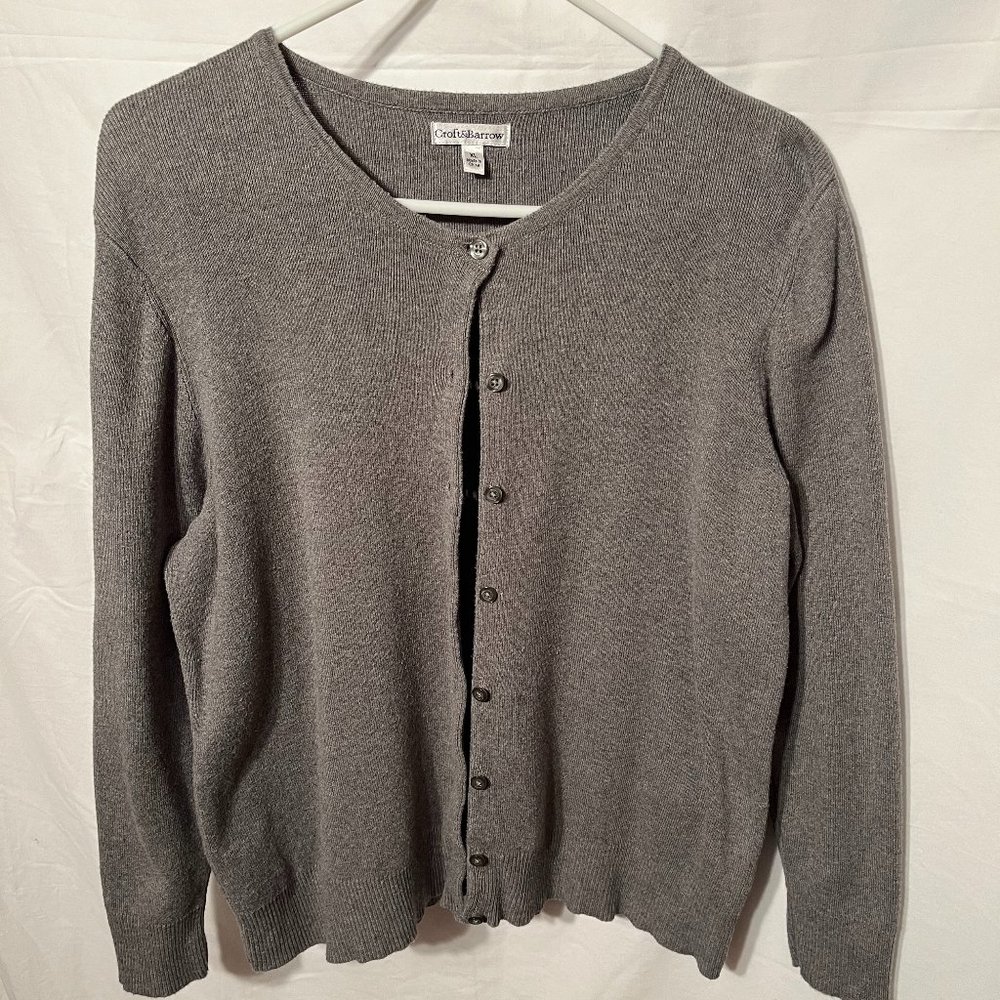 Croft & Barrow Womans Long-sleeved Cardigan Sweater. Grey Heather. XL